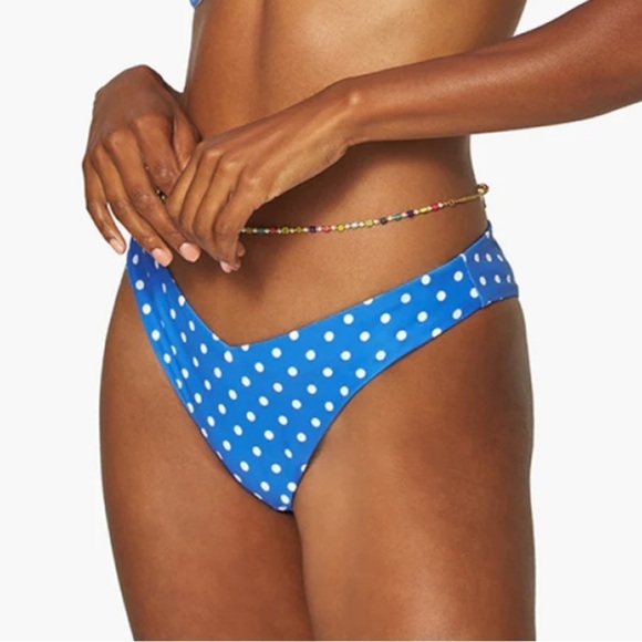 NWT WeWoreWhat Delilah Polka Dot Bikini Bottoms in Palace Blue - Picture 4 of 8